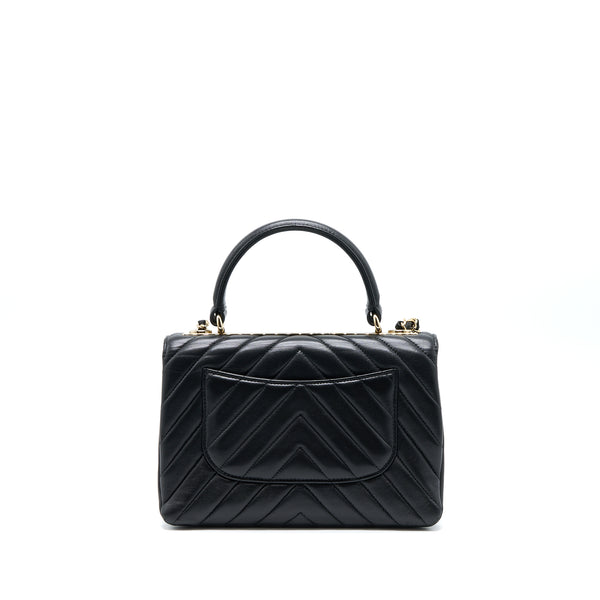 Chanel Chevron Trendy CC Top Handle Flap Bag Lambskin Black LGHW