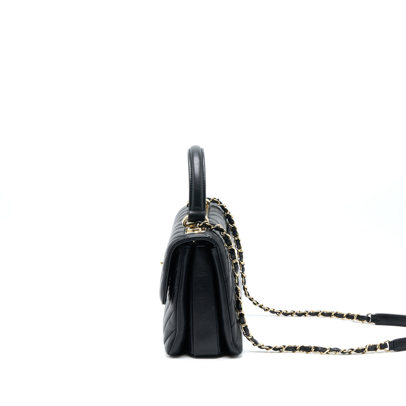 Chanel Chevron Trendy CC Top Handle Flap Bag Lambskin Black LGHW