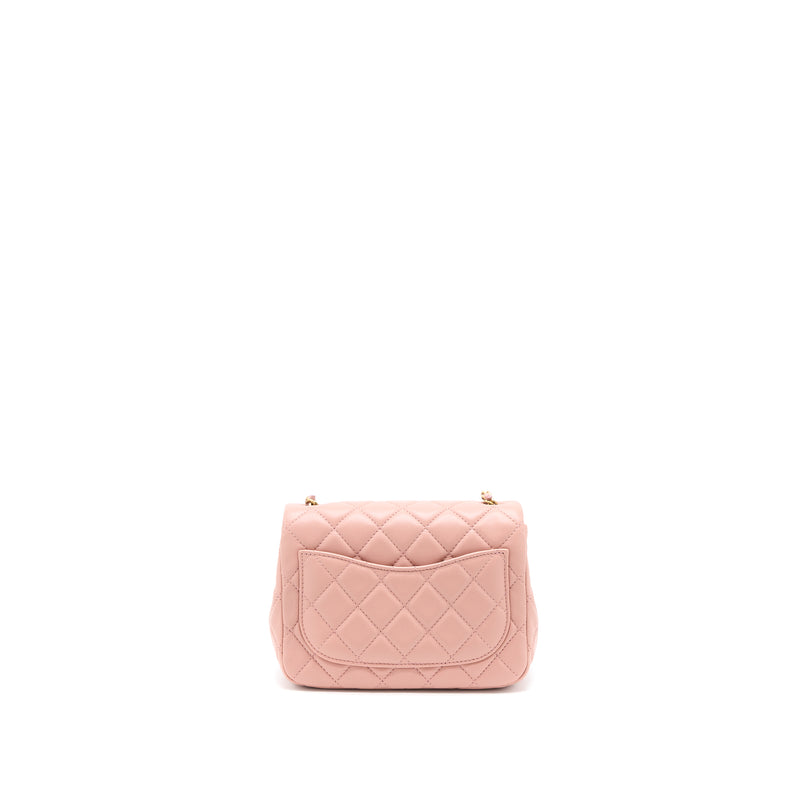Chanel Pearl Crush Mini Square Flap Bag Lambskin Dark Pink GHW (Microchip)