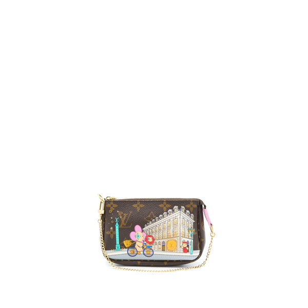 Louis Vuitton 2022 Christmas Limited Mini Pochette Accessories Monogram Canvas Paris Boutique GHW