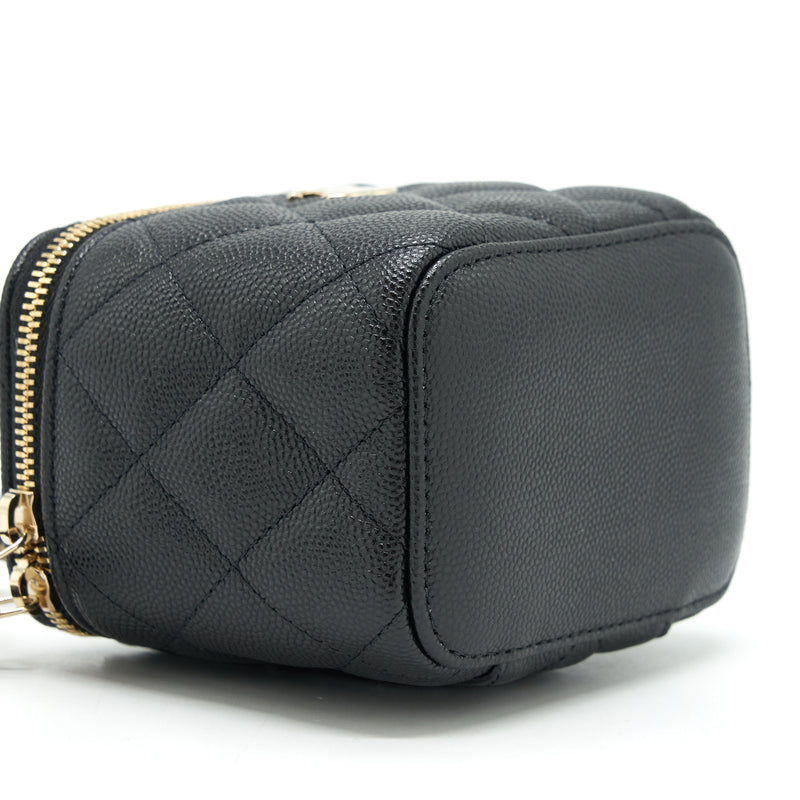 Chanel Small Vanity Clutch With Chain CC Pearl Caviar Black LGHW