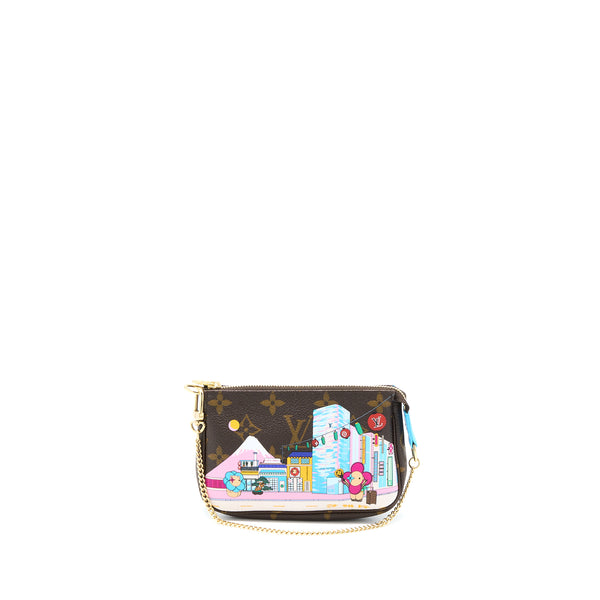 Louis Vuitton 2022 Christmas Limited Mini Pochette Accessories Monogram Canvas Tokyo Boutique GHW
