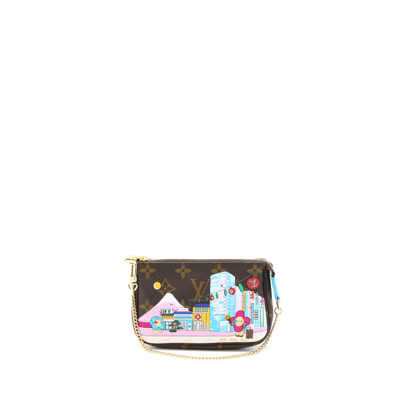 Louis Vuitton 2022 Christmas Limited Mini Pochette Accessories Monogram Canvas Tokyo Boutique GHW