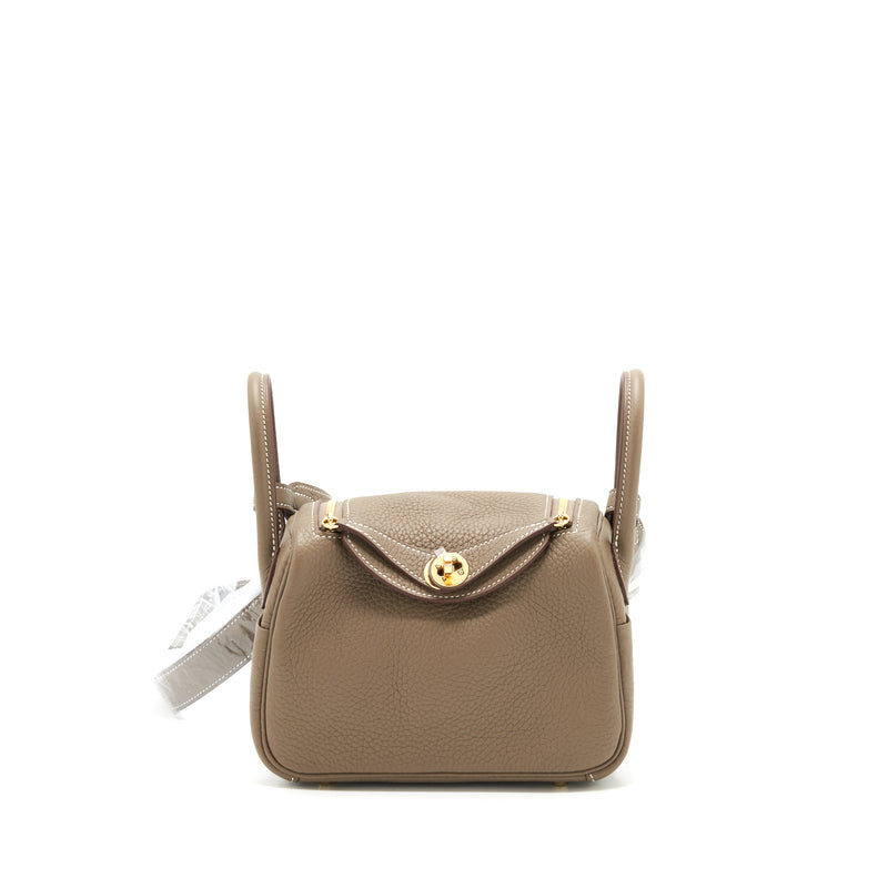 Hermes mini Lindy clemence Etoupe GHW stamp Z