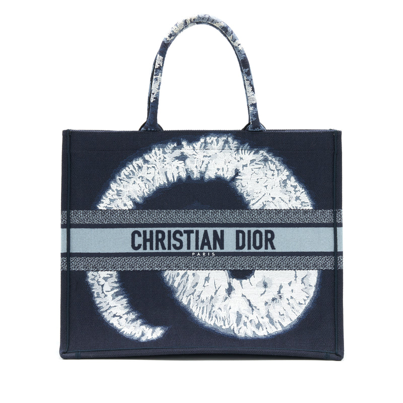 Dior Limited Edition Book Tote Dark Blue Denim Pattern