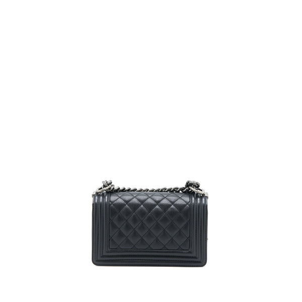 Chanel Small Boy Bag Caviar Black Ruthenium Hardware (Microchip)