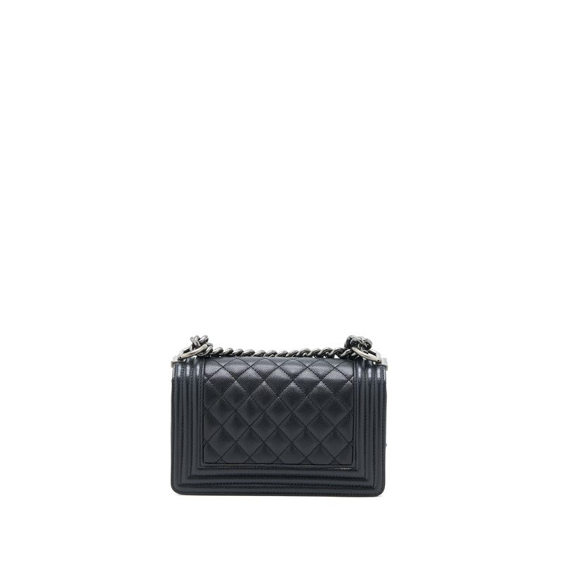 Chanel Small Boy Bag Caviar Black Ruthenium Hardware (Microchip)