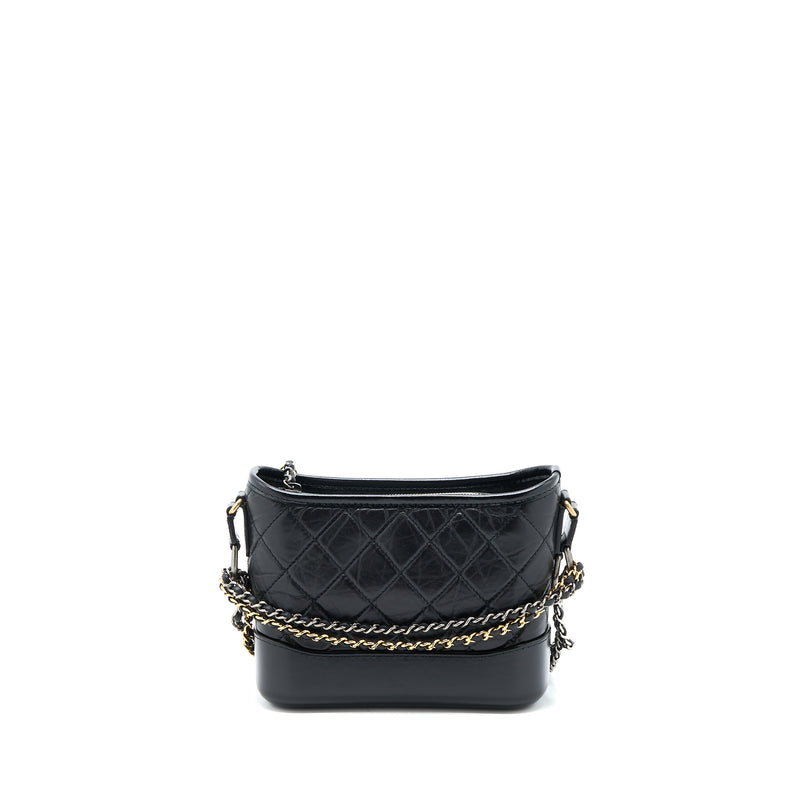 Chanel Small Gabrielle Hobo Bag Aged Calfskin Black Multicolour Hardware