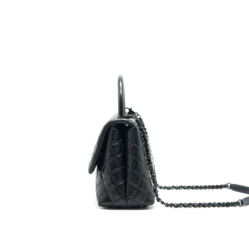 Chanel Coco Handle Small Flap Bag Grained Calfskin & Black Metal