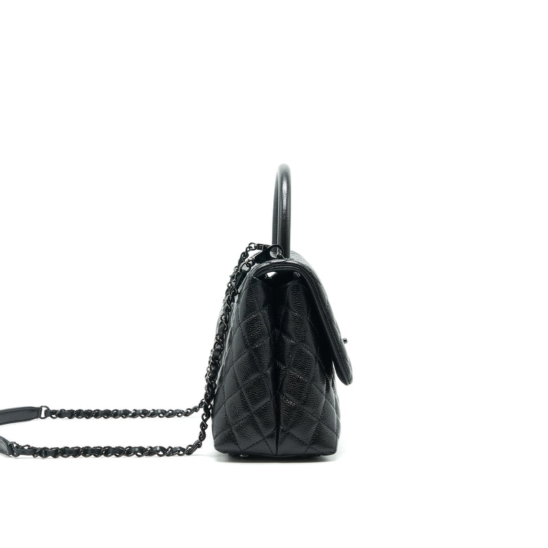 Chanel Coco Handle Small Flap Bag Grained Calfskin & Black Metal