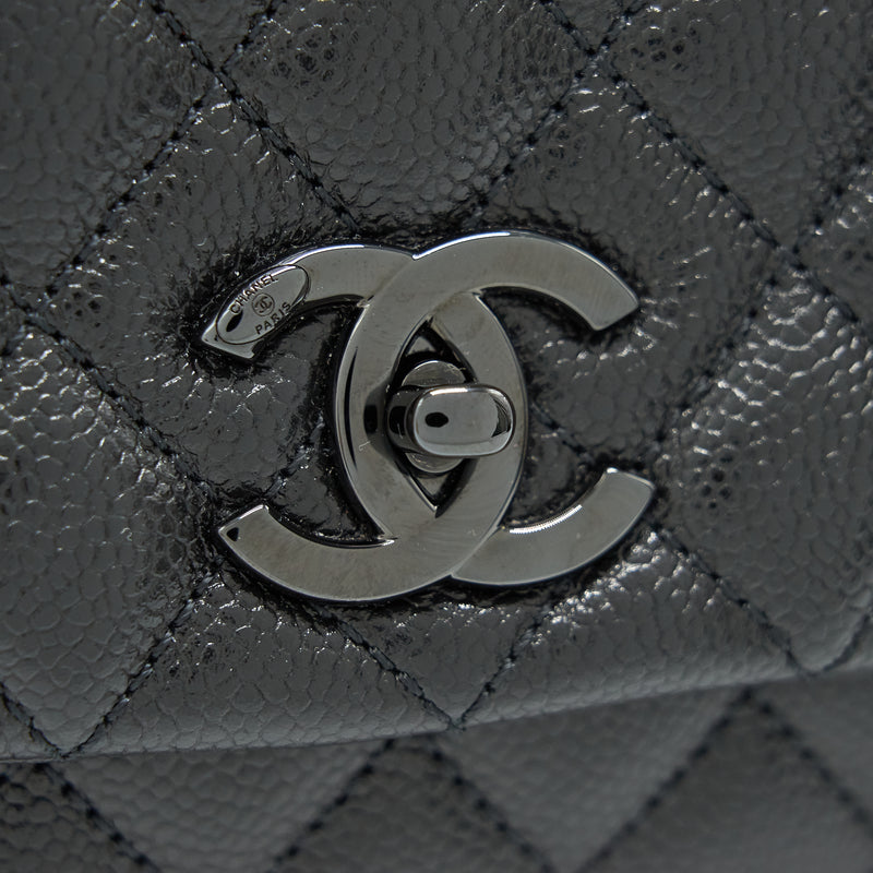 Chanel Coco Handle Small Flap Bag Grained Calfskin & Black Metal