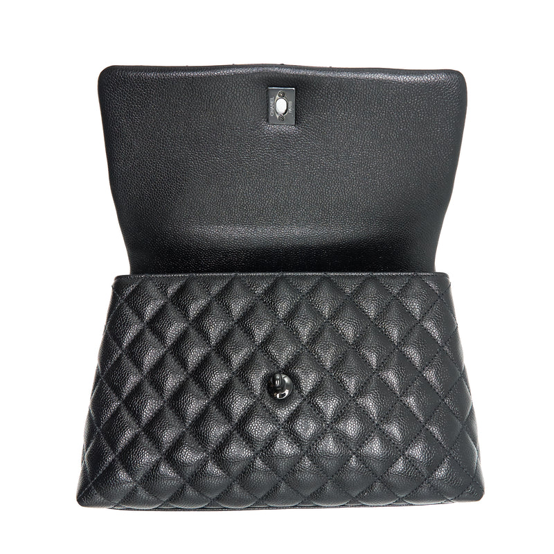 Chanel Coco Handle Small Flap Bag Grained Calfskin & Black Metal