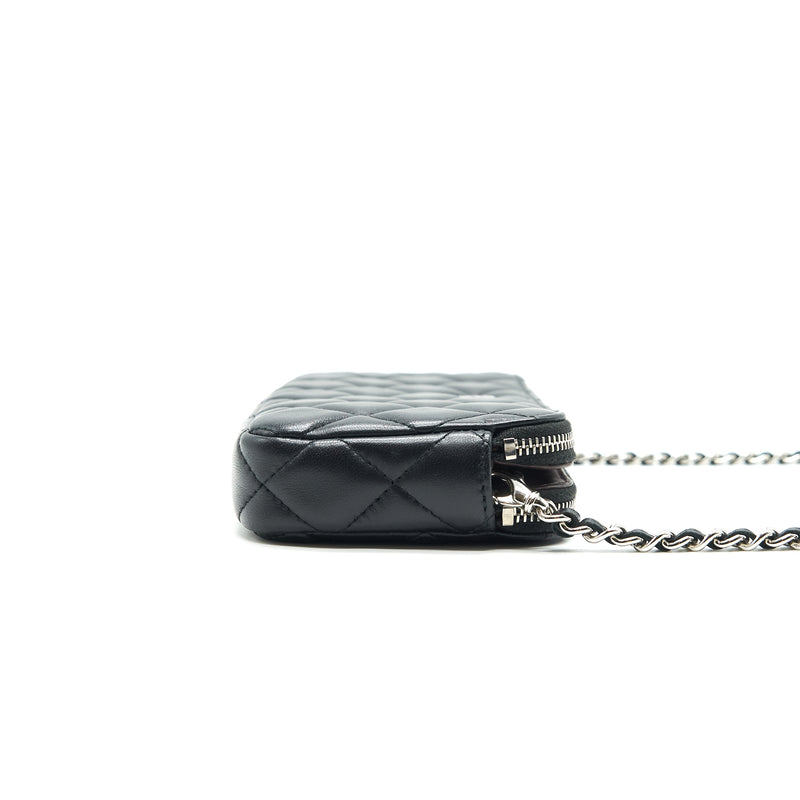Chanel Double Zip Clutch with Chain Lambskin Black SHW