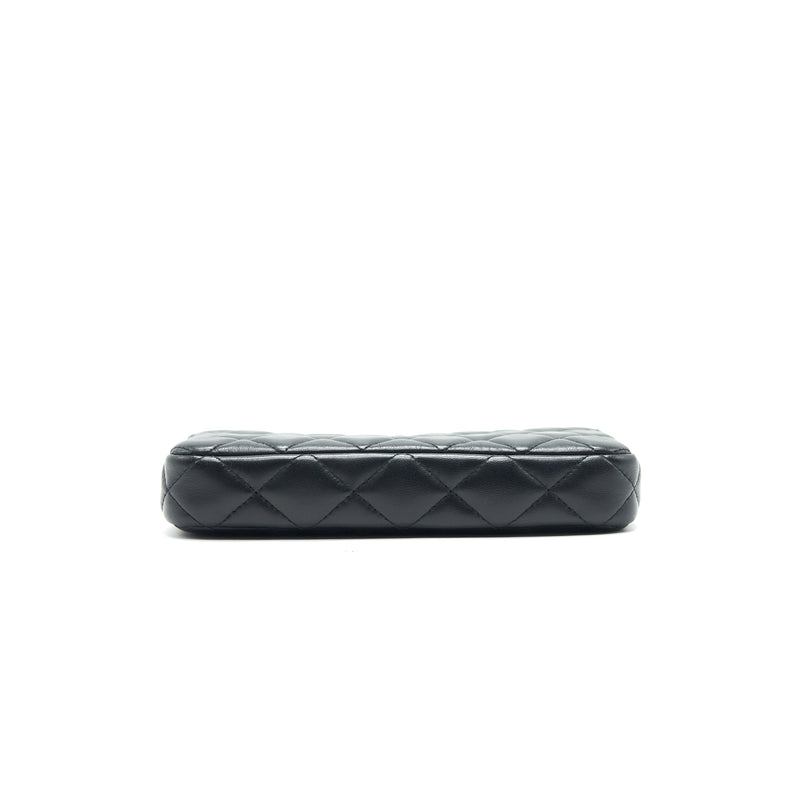 Chanel Double Zip Clutch with Chain Lambskin Black SHW