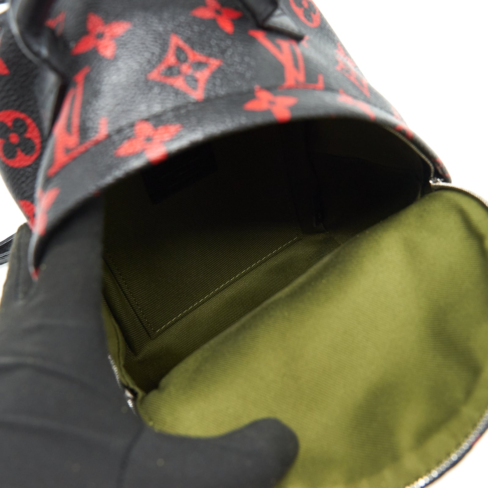 louis vuitton backpack mini black and red Louis Vuitton Palm Springs Mini Backpack in Black and Red