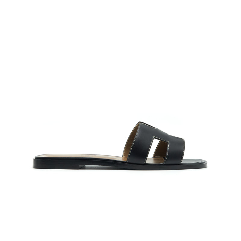 Hermes Oran Sandals Black Size38