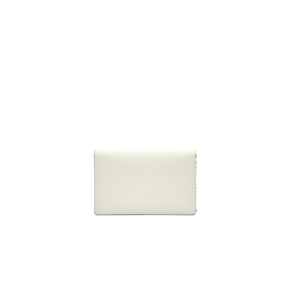 Dior saddle Pouch with Chain White GHW