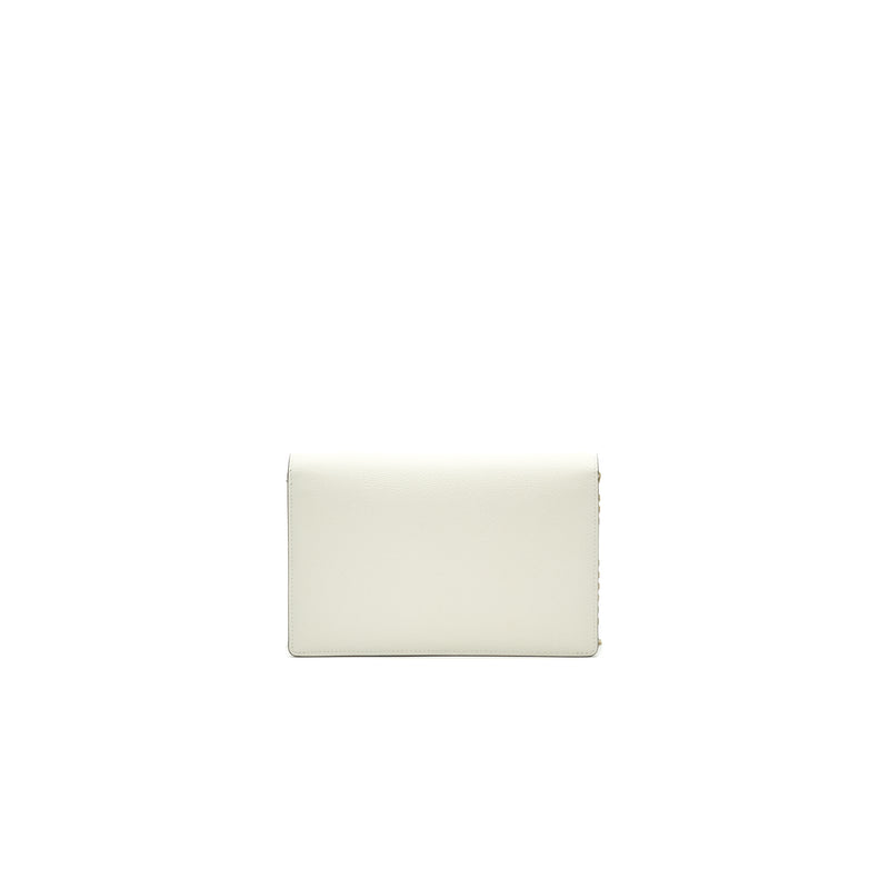 Dior saddle Pouch with Chain White GHW