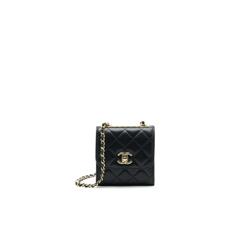 CHANEL LAMBSKIN QUILTED MINI TRENDY CC CHAIN WALLET BLACK