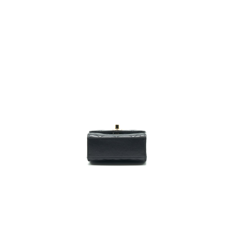 BLACK SMALL TRENDY CC CLUTCH ON CHAIN IN LAMB SKIN AND LIGHT GOLD HARD –  AYAINLOVE CURATED LUXURIES