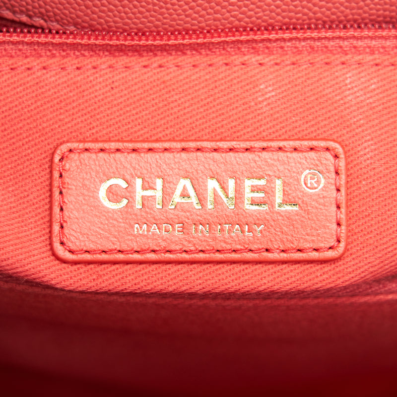 CHANEL SMALL COCO HANDLE FLAP BAG GRAINED CALFSKIN IN CORAL PINK GHW