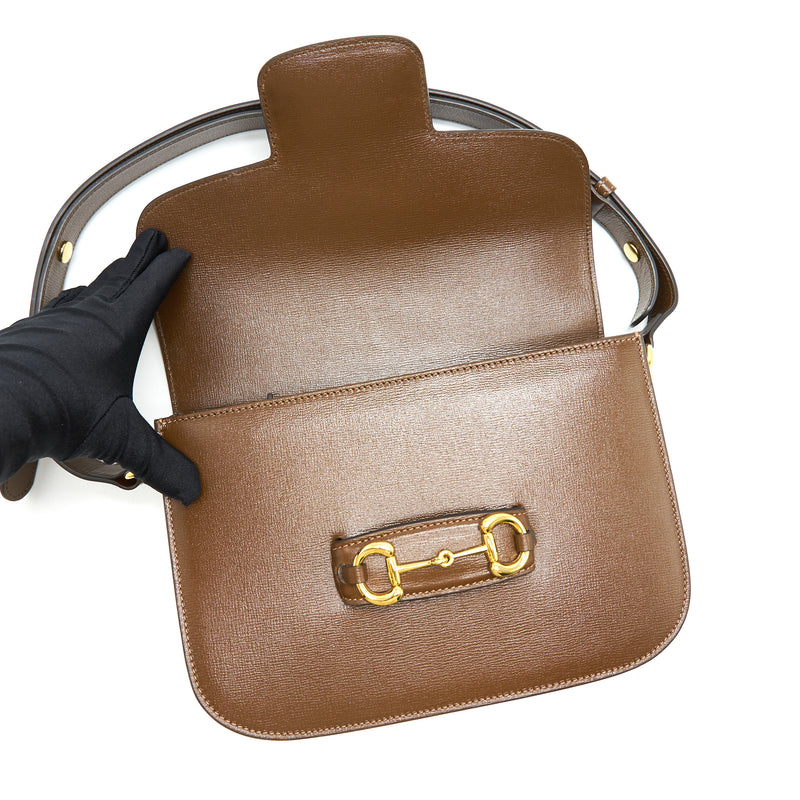 Gucci 1955 Horsebit Leather Shoulder Bag Brown