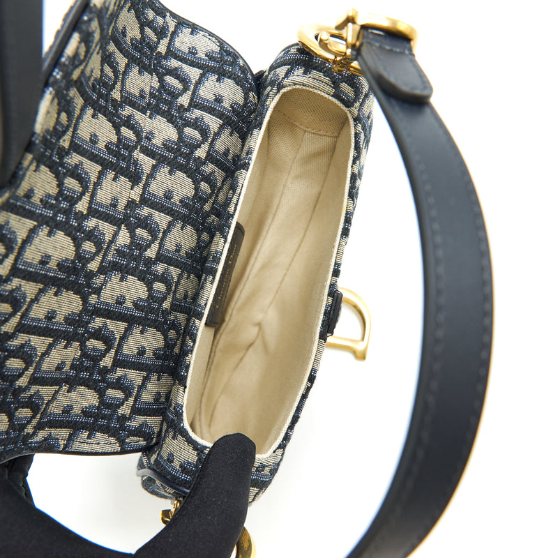 Dior Mini Saddle Bag Blue Oblique Jacquard