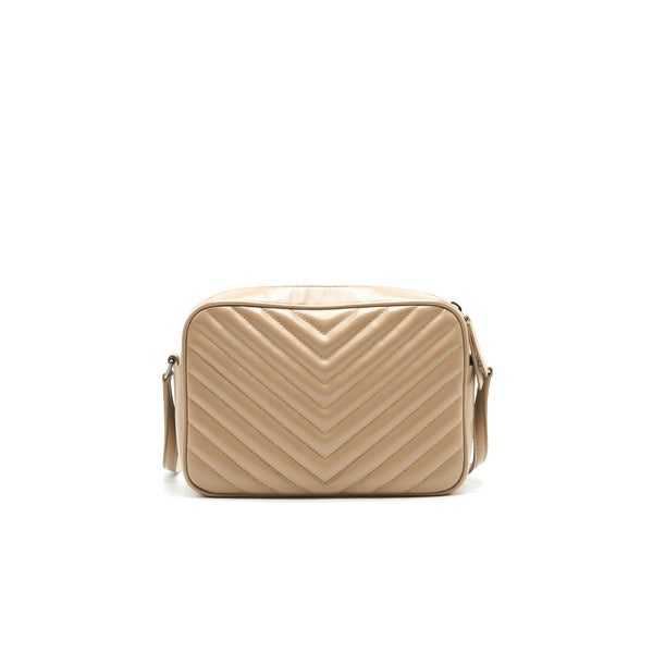 SAINT LAURENT Lou Camera Leather Crossbody Bag Beige