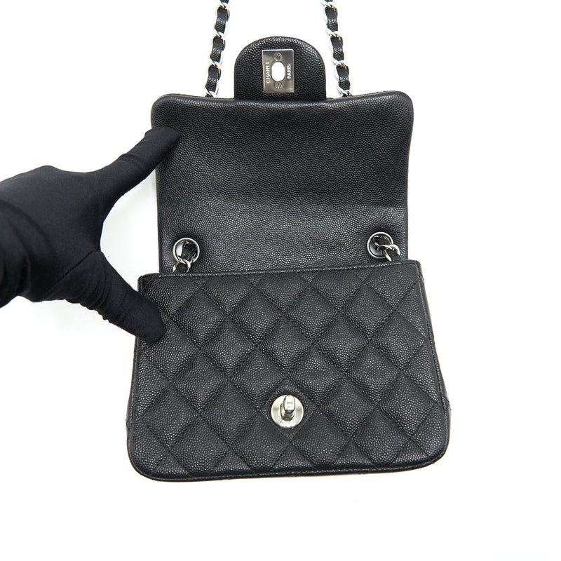 Chanel square mini hot sale black caviar