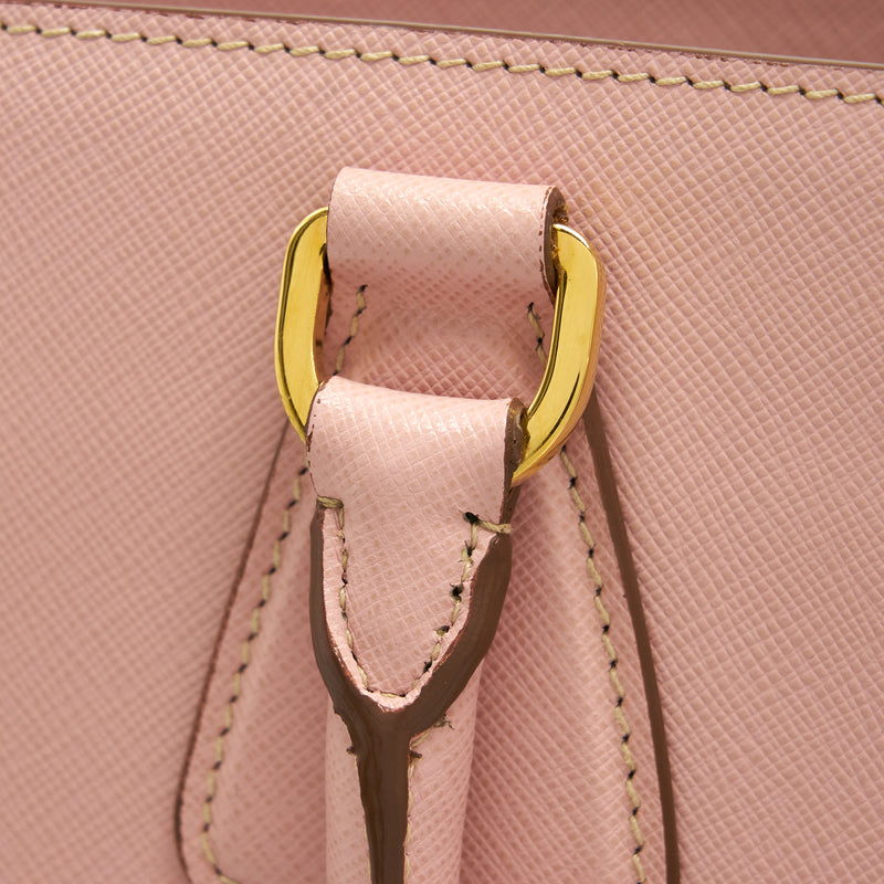Prada Top Handle Saffiano tote bag Calfskin Pink/ White GHW
