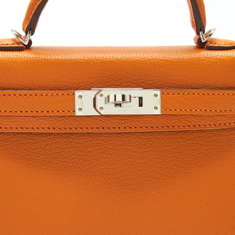 Hermes Mini Kelly Ⅱ Verso Chevre Mysore sanguine / orange SHW Stamp Y