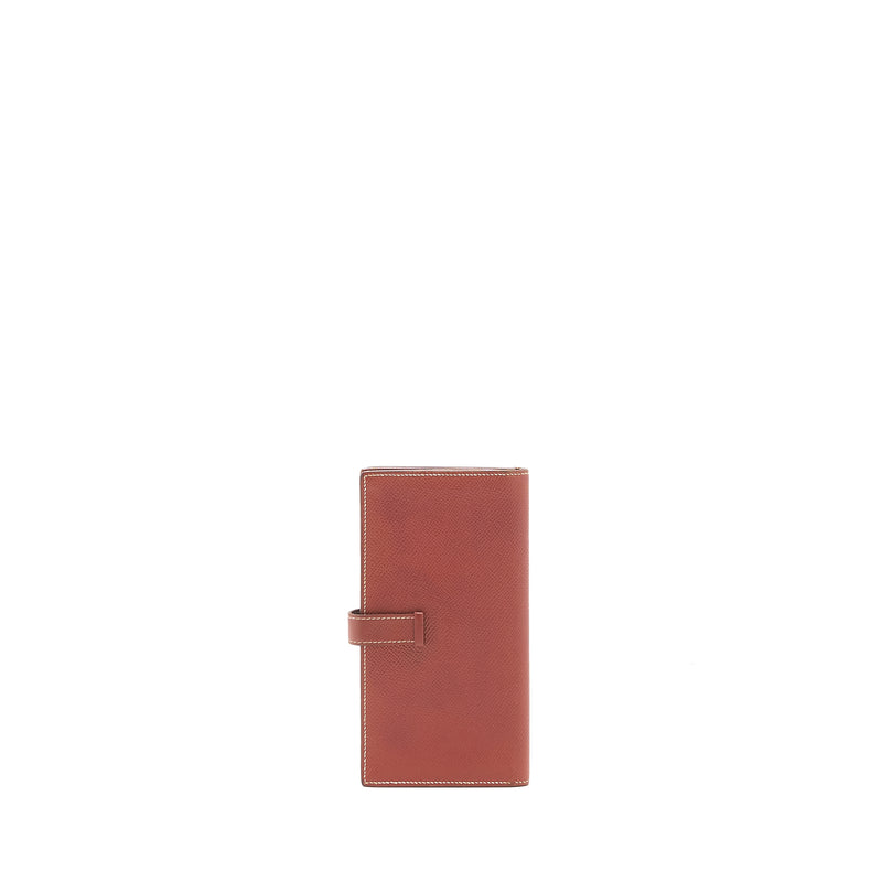 Hermes Bearn Wallet Epsom Brique SHW Stamp Square P