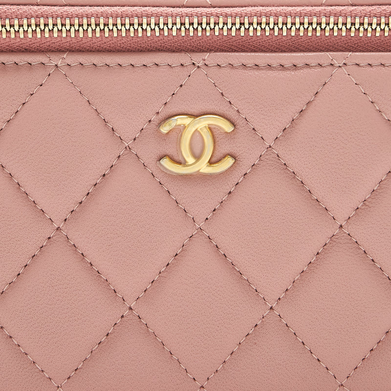 Chanel 21B Pearl Crush Long Vanity with Chain dark Pink GHW