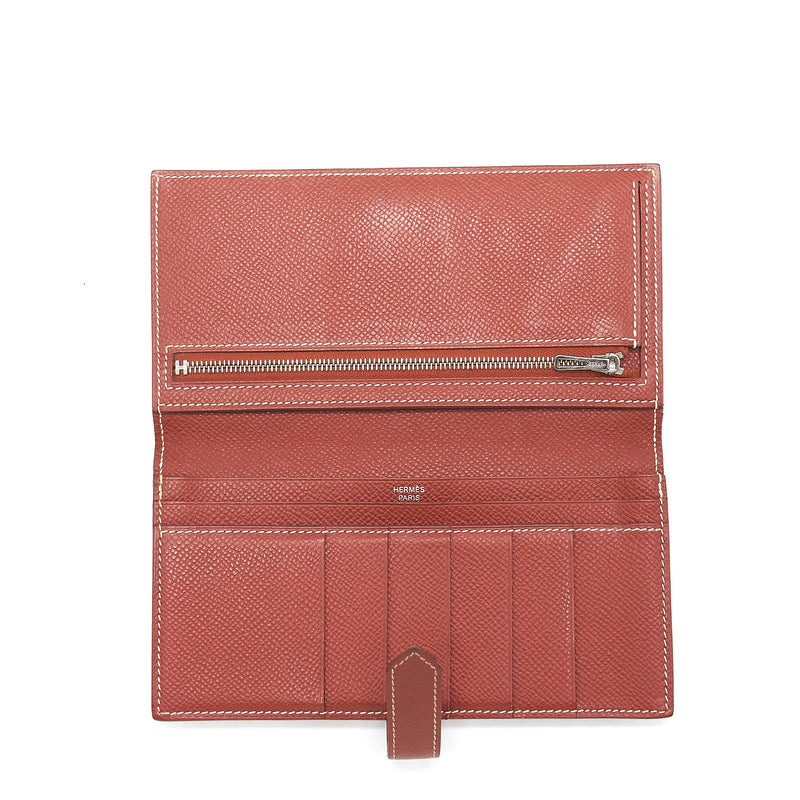 Hermes Bearn Wallet Epsom Brique SHW Stamp Square P