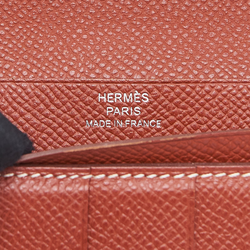 Hermes Bearn Wallet Epsom Brique SHW Stamp Square P