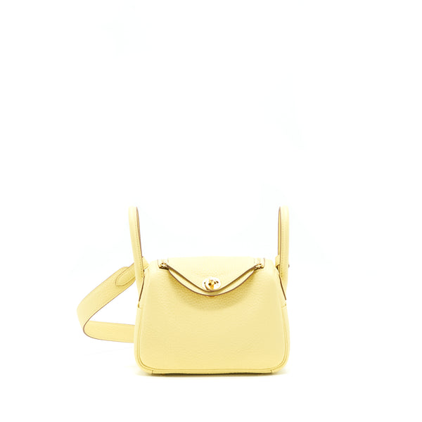 Hermes Mini Lindy Clemence Z1 Jaune Poussin GHW Stamp Z