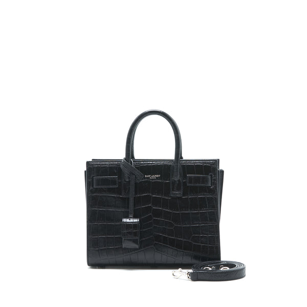 Saint Laurent/YSL Sac de Jour nano Croc Embossed Black SHW