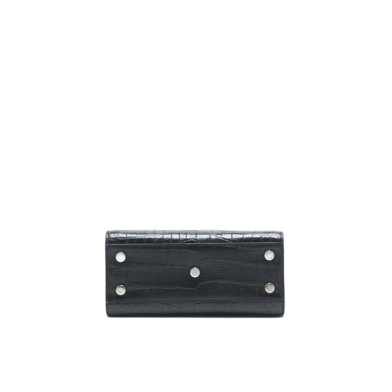 Saint Laurent/YSL Sac de Jour nano Croc Embossed Black SHW