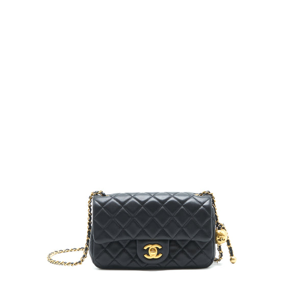 Chanel pearl crush mini rectangular flap bag lambskin black GHW