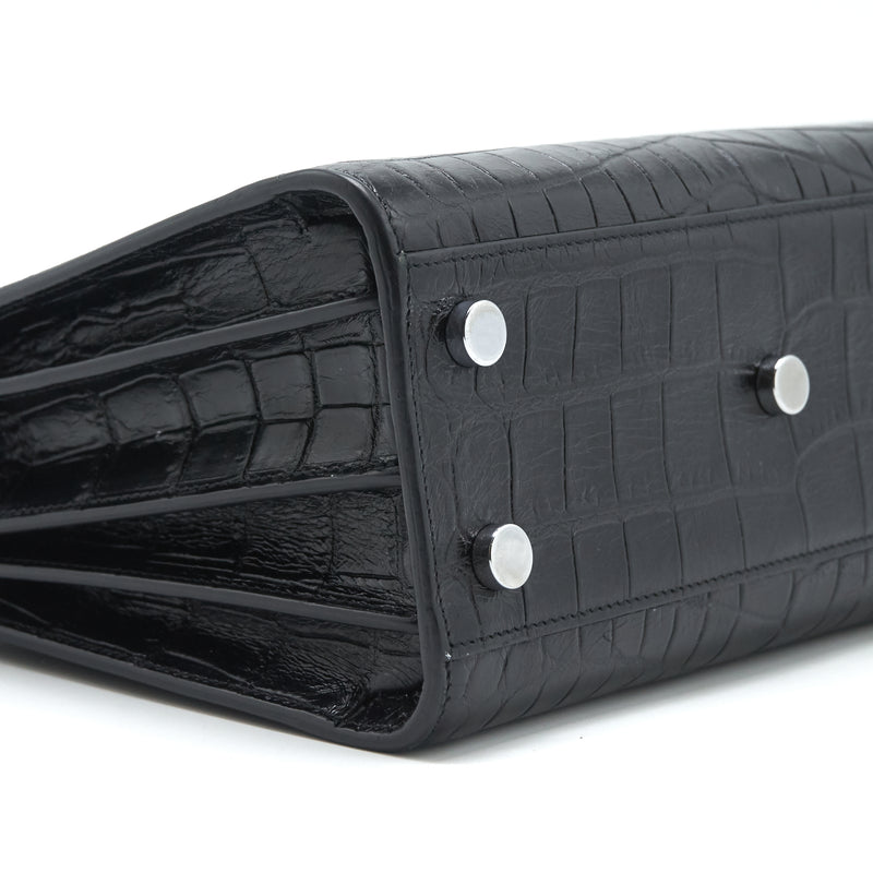 Saint Laurent/YSL Sac de Jour nano Croc Embossed Black SHW