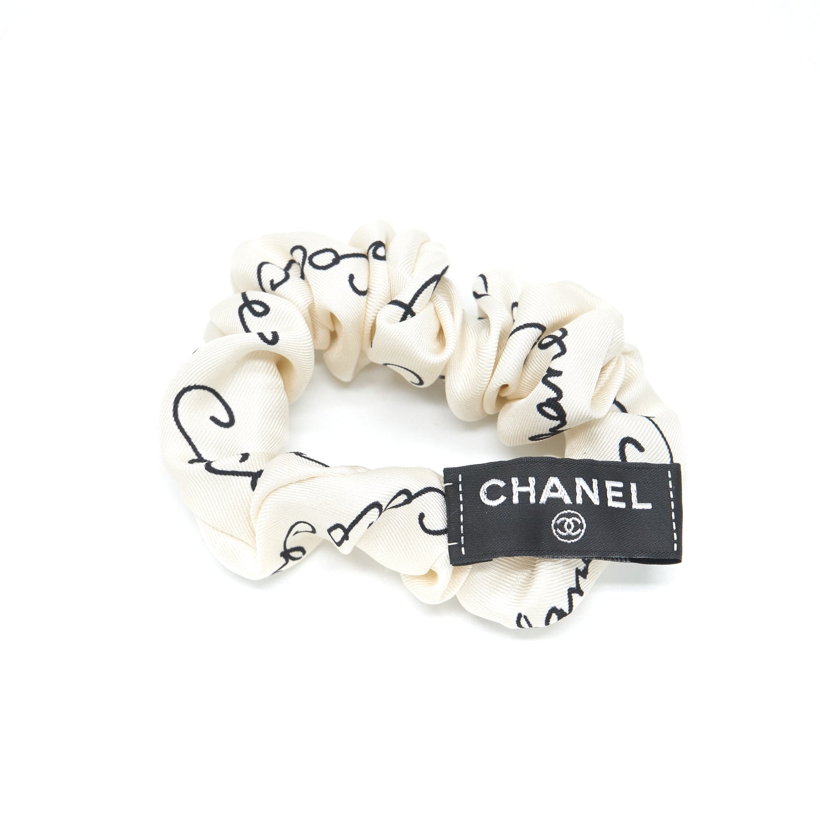 【CHANEL】Hairband Silk Twill White Black Chanel Silk Twill Hair accessory white and black