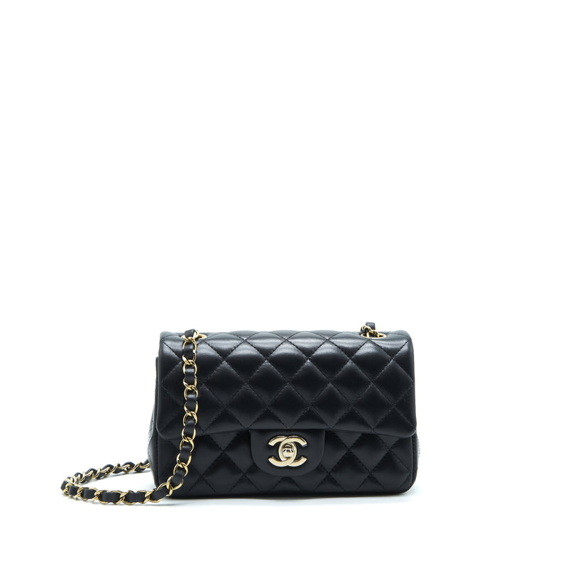 Chanel Mini Rectangular Flap Bag Lambskin Black LGHW(Microchip）