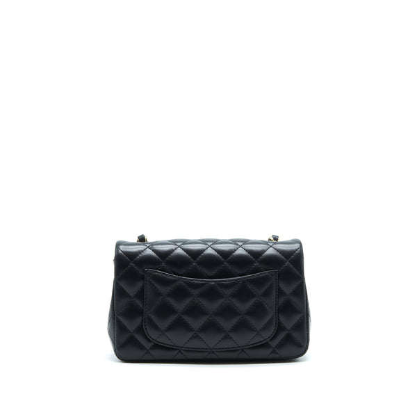 Chanel Mini Rectangular Flap Bag Lambskin Black LGHW(Microchip）