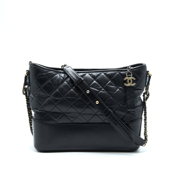 Chanel Large Gabrielle Hobo Bag Black Gold/Sliver Hardware