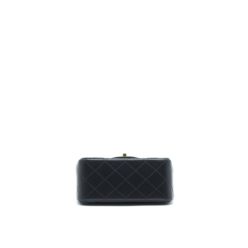 Chanel Mini Square Flap Bag Lambskin Black LGHW (Microchip)