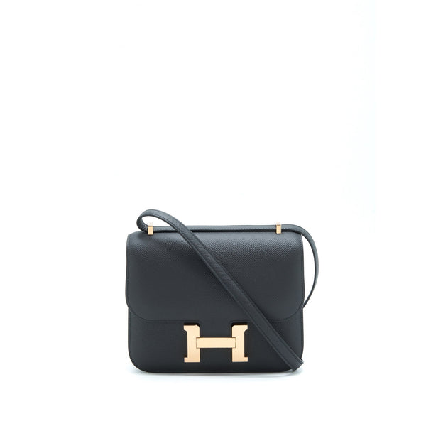 Hermes Constance Mini Epsom Black RGHW Stamp Z