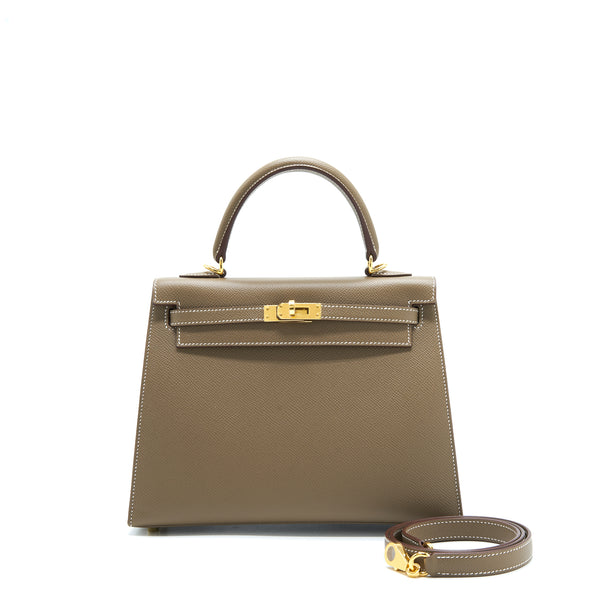 Hermes Kelly 25 Epsom Etoupe GHW Stamp Z