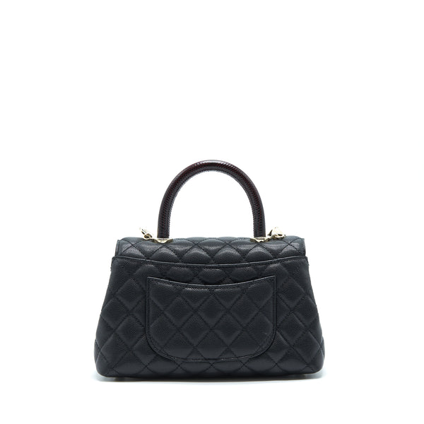 Chanel Small Coco Handle Caviar Black LGHW With Red Embossed Handle