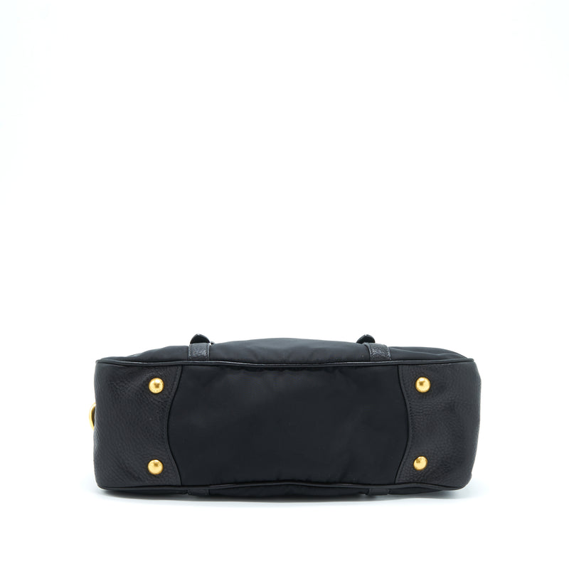 Prada Tessuto Handle Bag Nylon And Leather Black GHW