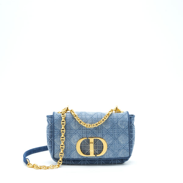 Dior - Authenticated Dior Caro Handbag - Denim - Jeans Blue Plain for Women, Very Good Condition